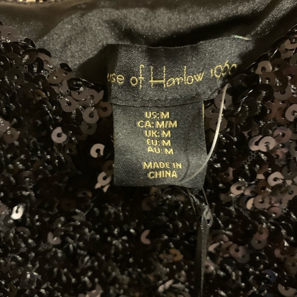 House of Harlow 1960 black sequins satin slip dress size M - Picture 6 of 8